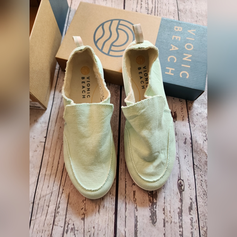 Vionic Beach Malibu Casual Canvas Sneaker Shoes Seafoam Womens Size 9.5